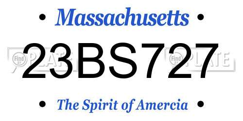 23BS727 Massachusetts License Plate