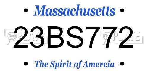 23BS772 Massachusetts License Plate