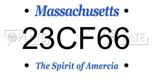 23CF66 Massachusetts License Plate
