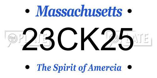 23CK25 Massachusetts License Plate