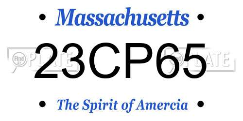 23CP65 Massachusetts License Plate