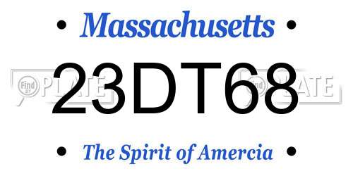 23DT68 Massachusetts License Plate