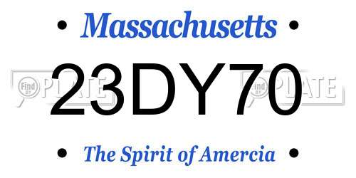 23DY70 Massachusetts License Plate