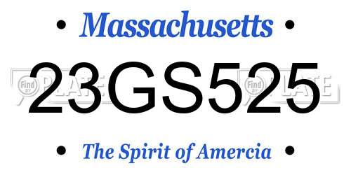 23GS525 Massachusetts License Plate