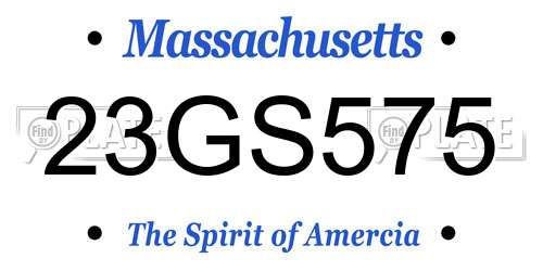 23GS575 Massachusetts License Plate