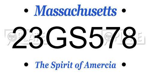 23GS578 Massachusetts License Plate