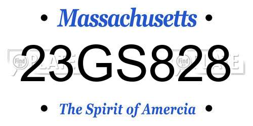 23GS828 Massachusetts License Plate