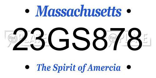 23GS878 Massachusetts License Plate