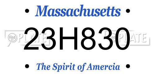23H830 Massachusetts License Plate