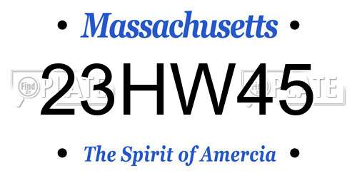 23HW45 Massachusetts License Plate