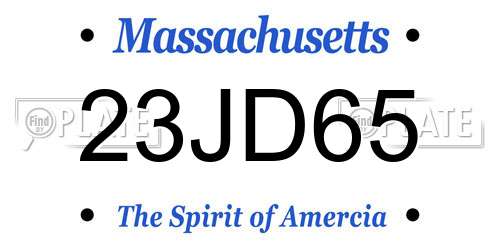 23JD65 Massachusetts License Plate