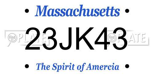 23JK43 Massachusetts License Plate