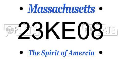 23KE08 Massachusetts License Plate