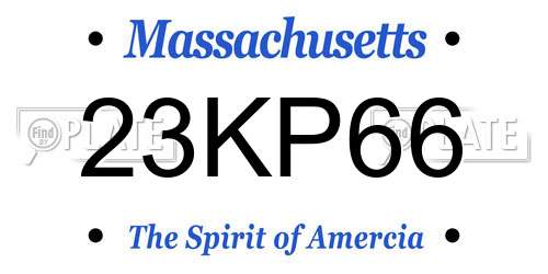 23KP66 Massachusetts License Plate