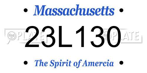 23L130 Massachusetts License Plate