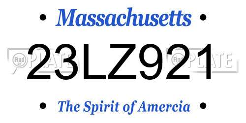 23LZ921 Massachusetts License Plate
