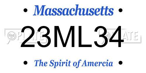 23ML34 Massachusetts License Plate