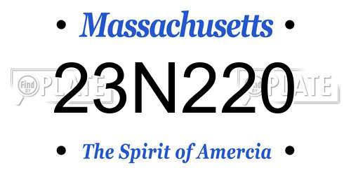23N220 Massachusetts License Plate