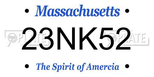 23NK52 Massachusetts License Plate