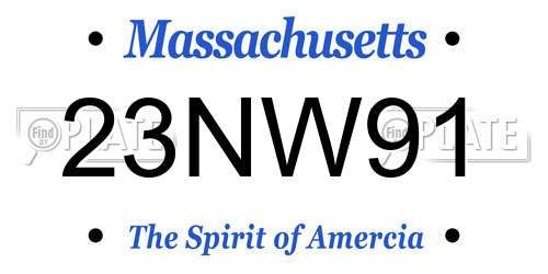 23NW91 Massachusetts License Plate