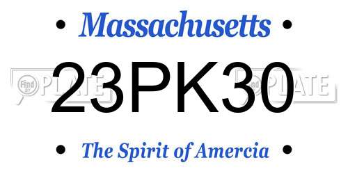 23PK30 Massachusetts License Plate