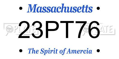 23PT76 Massachusetts License Plate