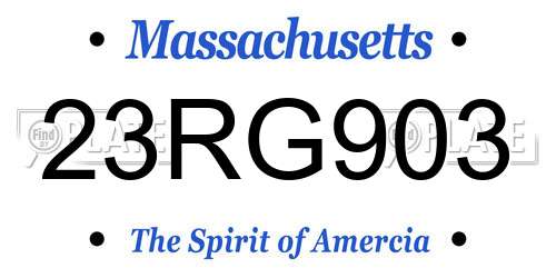 23RG903 Massachusetts License Plate