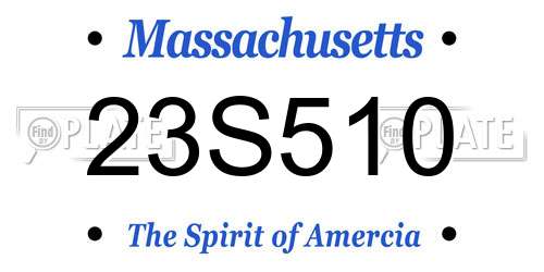 23S510 Massachusetts License Plate