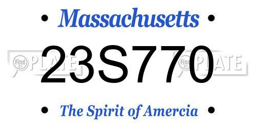 23S770 Massachusetts License Plate