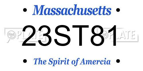 23ST81 Massachusetts License Plate