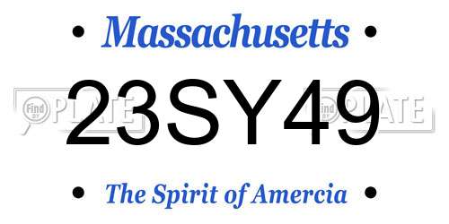 23SY49 Massachusetts License Plate