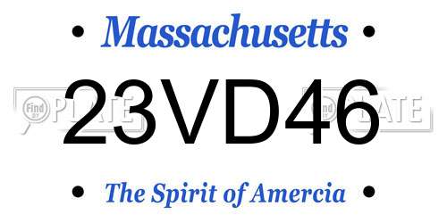 23VD46 Massachusetts License Plate