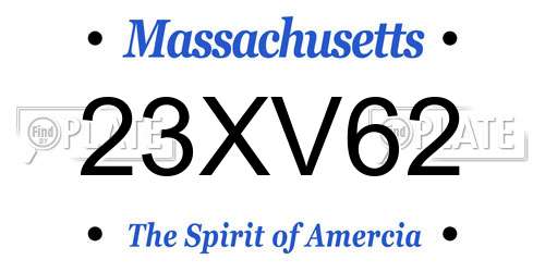 23XV62 Massachusetts License Plate