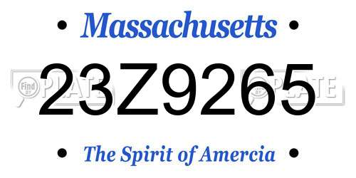 23Z9265 Massachusetts License Plate