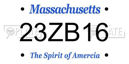 23ZB16 Massachusetts License Plate