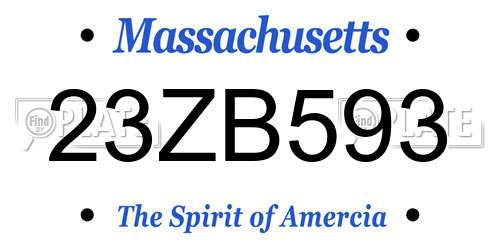 23ZB593 Massachusetts License Plate