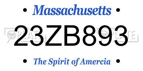 23ZB893 Massachusetts License Plate