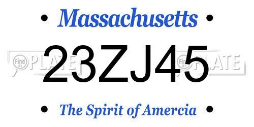 23ZJ45 Massachusetts License Plate