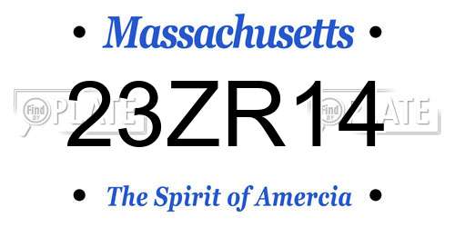 23ZR14 Massachusetts License Plate