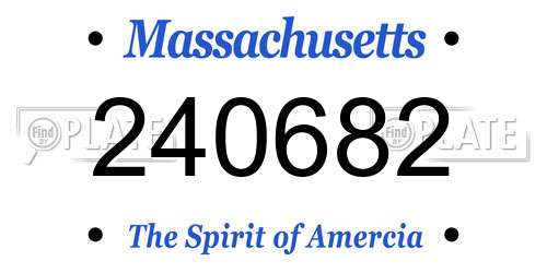 240682 Massachusetts License Plate