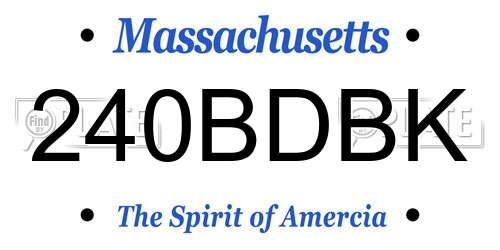 240BDBK Massachusetts License Plate