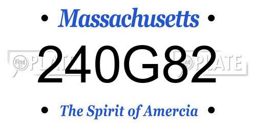 240G82 Massachusetts License Plate
