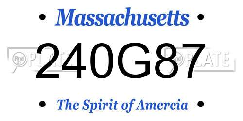 240G87 Massachusetts License Plate