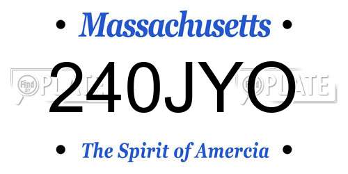 240JYO Massachusetts License Plate