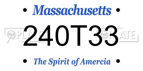 240T33 Massachusetts License Plate