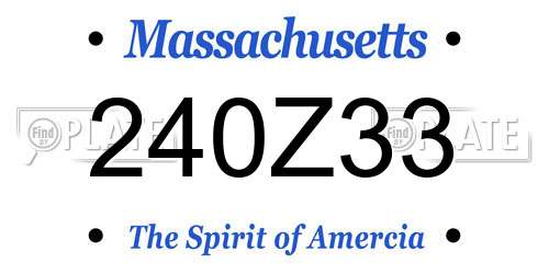 240Z33 Massachusetts License Plate