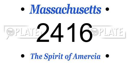 2416 Massachusetts License Plate