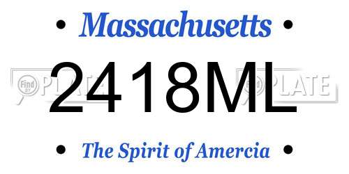 2418ML Massachusetts License Plate