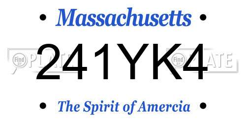 241YK4 Massachusetts License Plate