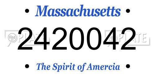2420042 Massachusetts License Plate
